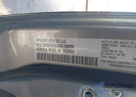 2024 Ram 2500 Tradesman 4X4 8' Box из США, поврежденный, VIN 3C6UR5HL6RG190096